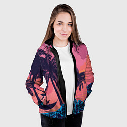 Куртка с капюшоном женская Человек отдыхает в гамаке под пальмами, цвет: 3D-черный — фото 2