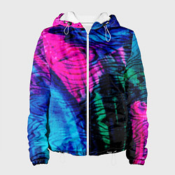 Куртка с капюшоном женская Неоновые краски - абстракция, цвет: 3D-белый