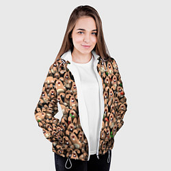 Куртка с капюшоном женская Новогодние зайцы, цвет: 3D-белый — фото 2