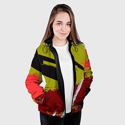 Куртка с капюшоном женская Множество красок на тёмно-зелёном фоне, цвет: 3D-черный — фото 2