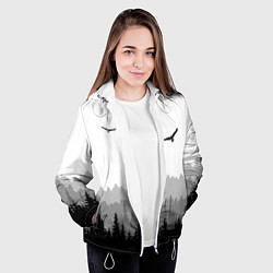 Куртка с капюшоном женская Птицы над лесом, цвет: 3D-белый — фото 2