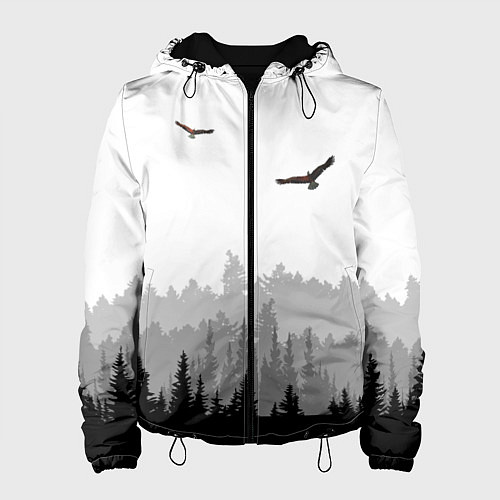 Женская куртка Птицы над лесом / 3D-Черный – фото 1