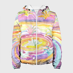 Куртка с капюшоном женская Капли солнечного света абстракция, цвет: 3D-белый