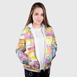 Куртка с капюшоном женская Капли солнечного света абстракция, цвет: 3D-белый — фото 2