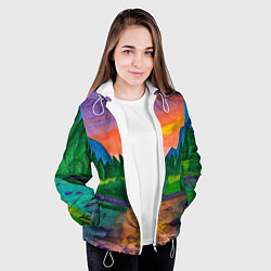 Куртка с капюшоном женская Закат на реке, цвет: 3D-белый — фото 2