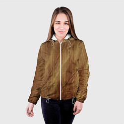 Куртка с капюшоном женская Деревянная текстура, цвет: 3D-белый — фото 2