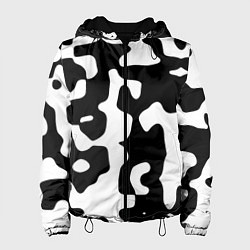 Куртка с капюшоном женская Камуфляж Cowskin крупный, цвет: 3D-черный
