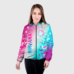Куртка с капюшоном женская Nirvana neon gradient style: надпись, символ, цвет: 3D-черный — фото 2