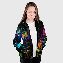 Куртка с капюшоном женская Абстрактные брызги краски, цвет: 3D-черный — фото 2