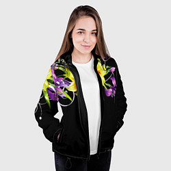Куртка с капюшоном женская Лилии, цвет: 3D-черный — фото 2