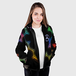 Куртка с капюшоном женская Mercedes - neon pattern, цвет: 3D-черный — фото 2
