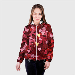 Куртка с капюшоном женская Куча разноцветных сердечек, цвет: 3D-белый — фото 2
