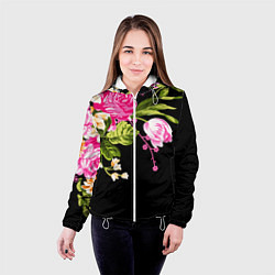 Куртка с капюшоном женская Букет цветов, цвет: 3D-белый — фото 2