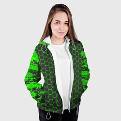 Куртка с капюшоном женская Зеленые плиты, цвет: 3D-белый — фото 2