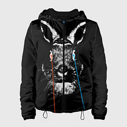 Куртка с капюшоном женская Черный кролик стреляет лазерами из глаз, цвет: 3D-черный