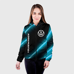 Куртка с капюшоном женская Volkswagen неоновые лампы, цвет: 3D-черный — фото 2