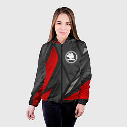 Куртка с капюшоном женская Skoda sports racing, цвет: 3D-черный — фото 2