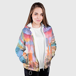 Куртка с капюшоном женская Город света акварель, цвет: 3D-белый — фото 2