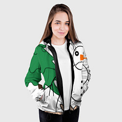 Куртка с капюшоном женская Собака писает на снеговика, цвет: 3D-черный — фото 2