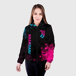 Куртка с капюшоном женская Juventus - neon gradient: надпись, символ, цвет: 3D-черный — фото 2