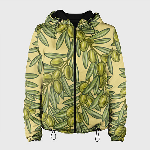 Женская куртка Винтажные ветви оливок / 3D-Черный – фото 1