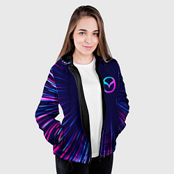 Куртка с капюшоном женская Mazda neon speed lines, цвет: 3D-черный — фото 2