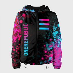 Куртка с капюшоном женская OneRepublic - neon gradient: надпись, символ, цвет: 3D-черный