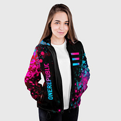 Куртка с капюшоном женская OneRepublic - neon gradient: надпись, символ, цвет: 3D-черный — фото 2