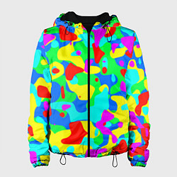 Куртка с капюшоном женская Форма маляра - кляксы, цвет: 3D-черный