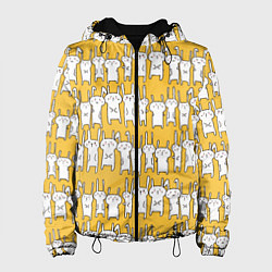 Куртка с капюшоном женская Милое семейство кроликов, цвет: 3D-черный