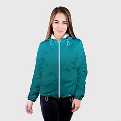 Куртка с капюшоном женская Градиент бирюзовый, цвет: 3D-белый — фото 2