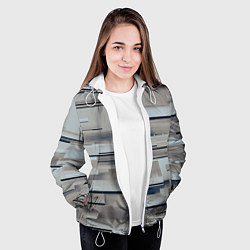 Куртка с капюшоном женская Металлические пластины в абстракции, цвет: 3D-белый — фото 2