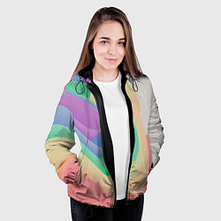 Куртка с капюшоном женская Волнообразные разноцветные листы, цвет: 3D-черный — фото 2