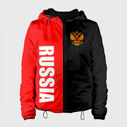 Куртка с капюшоном женская Россия: Черно-красный, цвет: 3D-черный