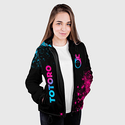 Куртка с капюшоном женская Totoro - neon gradient: надпись, символ, цвет: 3D-черный — фото 2
