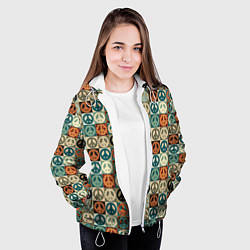 Куртка с капюшоном женская Peace symbol pattern, цвет: 3D-белый — фото 2