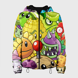 Куртка с капюшоном женская Растения против зомби, цвет: 3D-черный