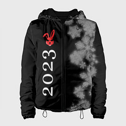 Куртка с капюшоном женская Кролик 2023 суровый: по-вертикали, цвет: 3D-черный