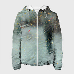 Куртка с капюшоном женская Абстрактная зима и краски, цвет: 3D-белый