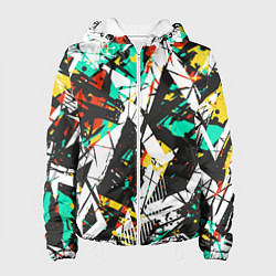 Куртка с капюшоном женская Абстракция-взрыв эмоций, цвет: 3D-белый