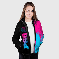 Куртка с капюшоном женская PSG - neon gradient: по-вертикали, цвет: 3D-черный — фото 2