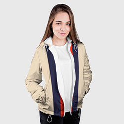 Куртка с капюшоном женская Полосы триколор синий красный, цвет: 3D-белый — фото 2