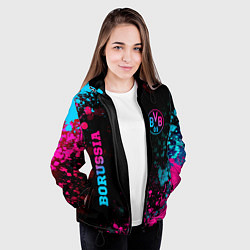 Куртка с капюшоном женская Borussia - neon gradient: надпись, символ, цвет: 3D-черный — фото 2