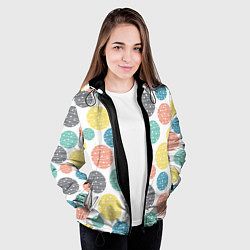 Куртка с капюшоном женская Круги с полосками в точку, цвет: 3D-черный — фото 2