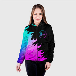 Куртка с капюшоном женская Twenty One Pilots неоновый огонь, цвет: 3D-черный — фото 2