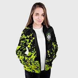 Куртка с капюшоном женская Сборная Бразилия пятна, цвет: 3D-черный — фото 2