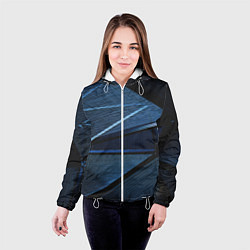Куртка с капюшоном женская Тёмные геометрические линии и фигуры, цвет: 3D-белый — фото 2