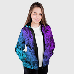 Куртка с капюшоном женская Ахегао красивый неон, цвет: 3D-черный — фото 2