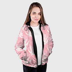 Куртка с капюшоном женская Листья экзотические скетч, цвет: 3D-черный — фото 2