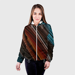 Куртка с капюшоном женская Разноцветные геометрические линии, цвет: 3D-белый — фото 2